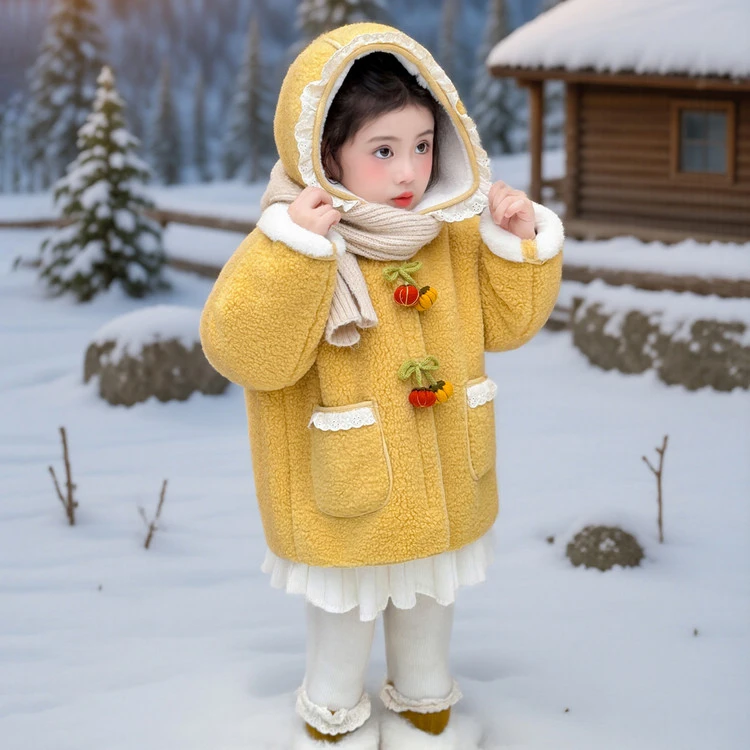 女童加绒毛毛衣外套秋冬季2025新款时尚加厚保暖冬装儿童洋气上衣