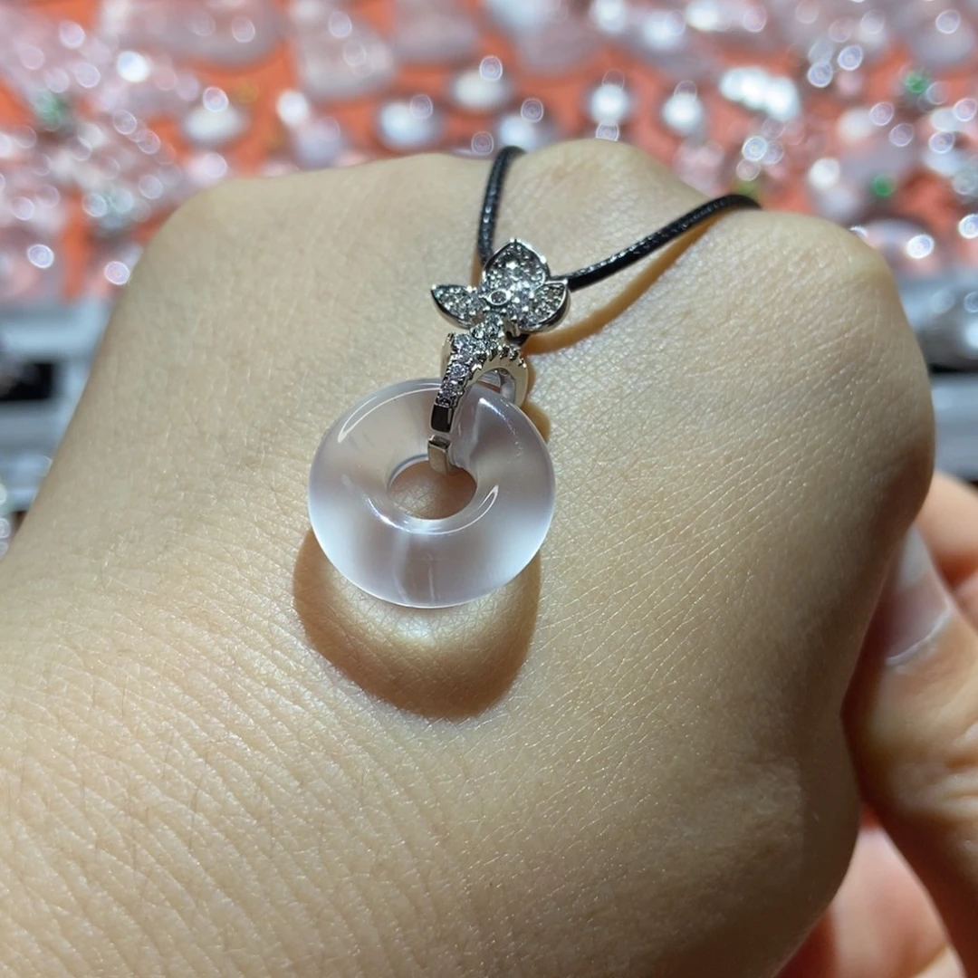 石英质玉银S925镶嵌颈饰