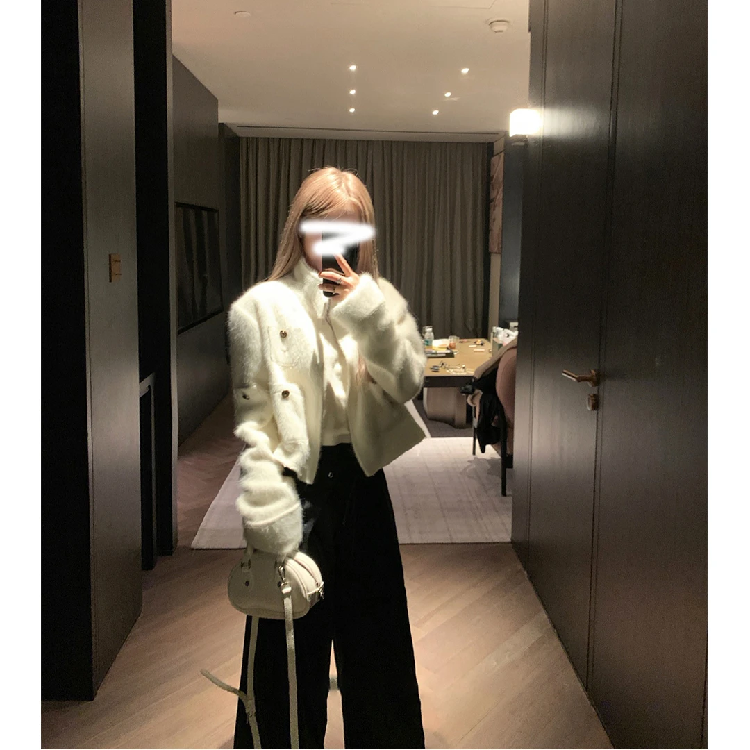 【现货专属】08983圣里里河小香风白色呢子外套短款外出新款外套