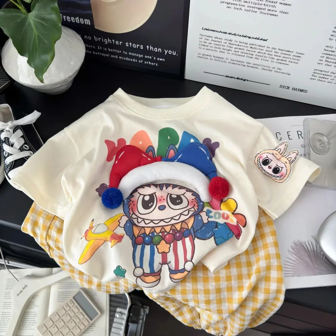 立体玩偶短袖儿童夏季新款洋气短袖t恤小朋友宽松卡通上衣拉布布