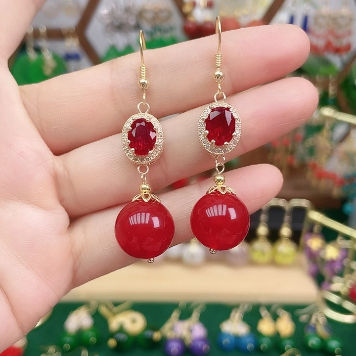 玛瑙/玉髓耳钉合金