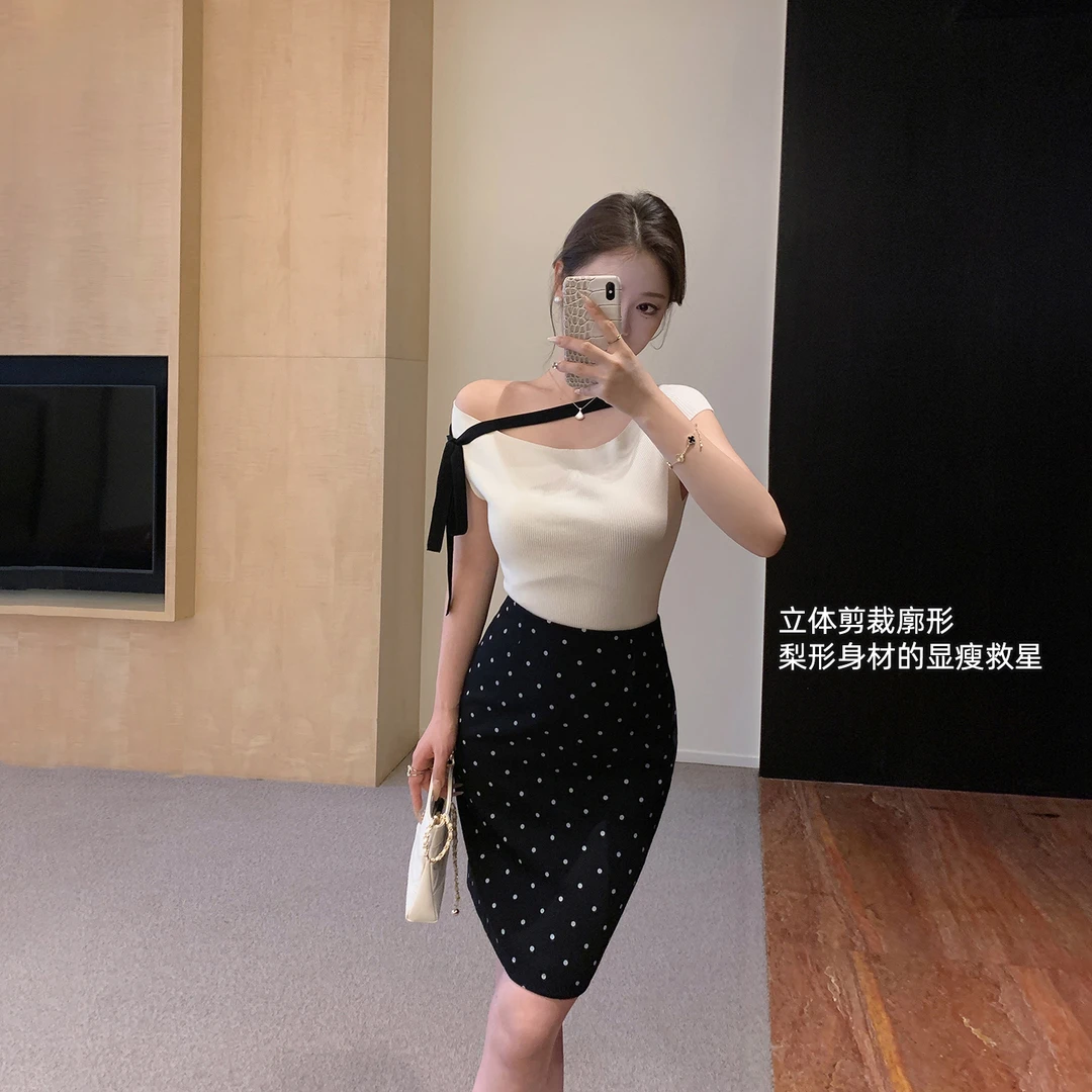 林关关【比例天菜】夏季百搭高腰波点半身裙气质温柔修身显瘦包臀裙