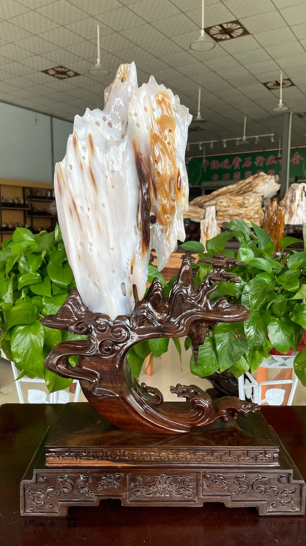 总高53，净高31宽16厚9重12.2斤天然缅甸树化玉硅化玉木化玉摆件