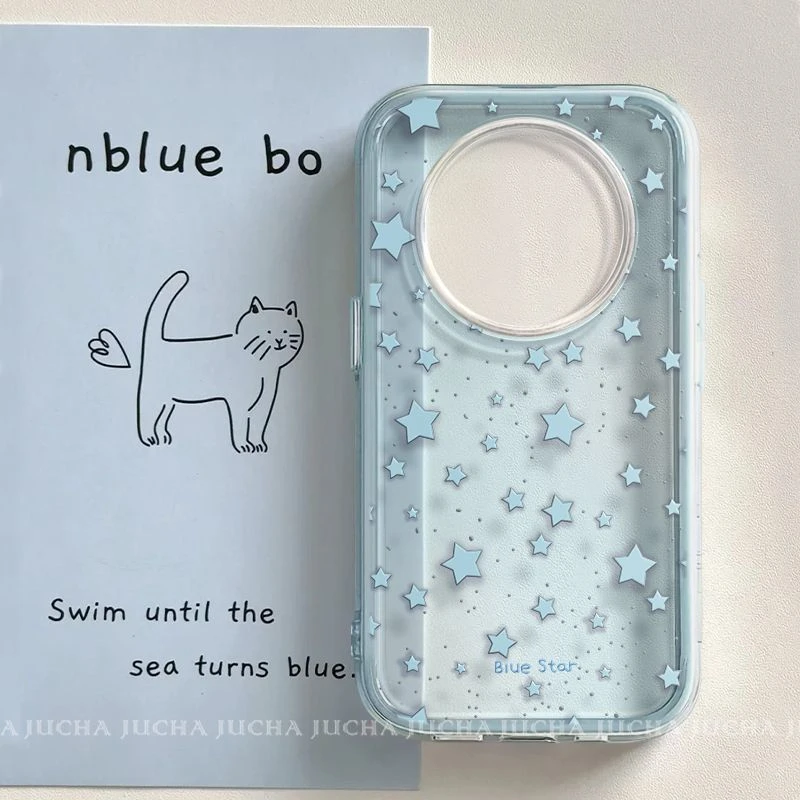 晕染蓝星星适用华为mate80pro手机壳艺术感小众HUAWEImate80RS女