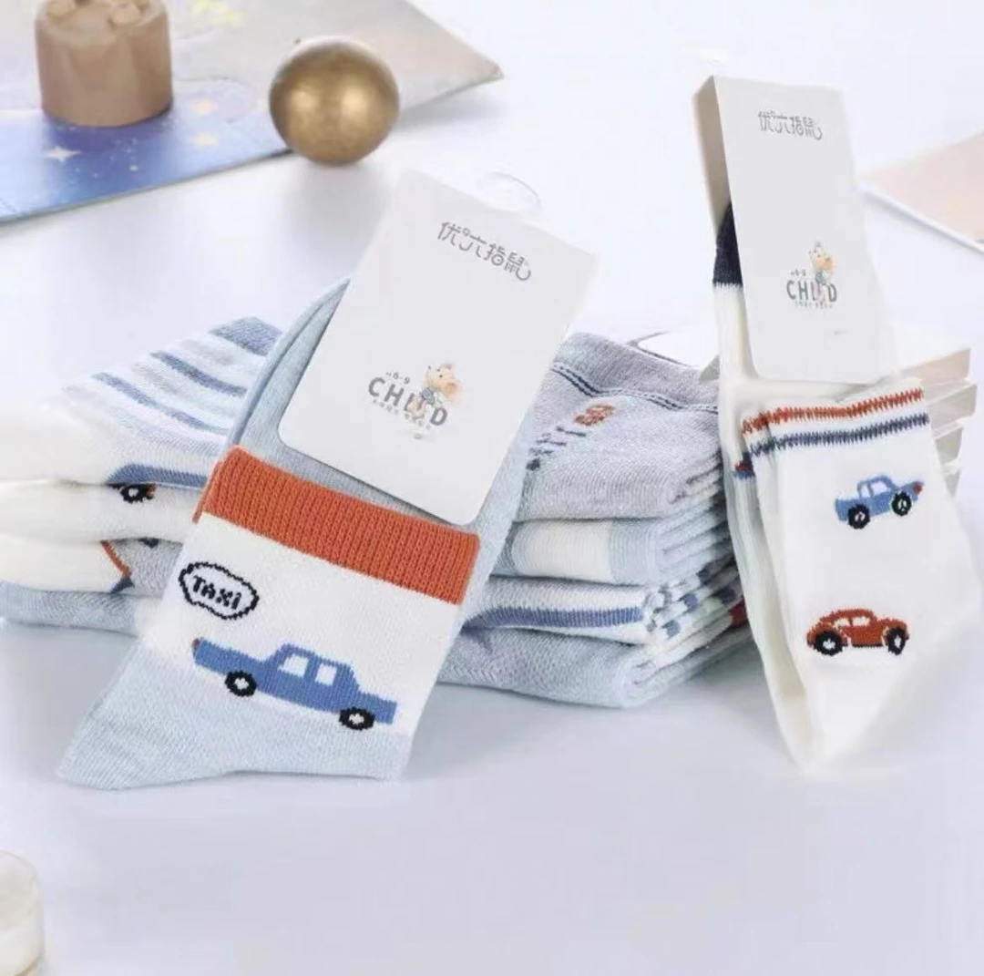 六指鼠儿童夏款网眼舒适柔软中筒袜萌娃穿搭五双无骨高弹
