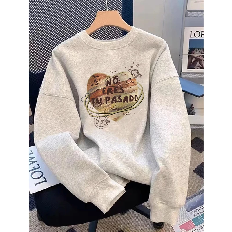 圆领套头打底衫加绒加厚卫衣女2025秋冬新款宽松韩版外套春秋薄款