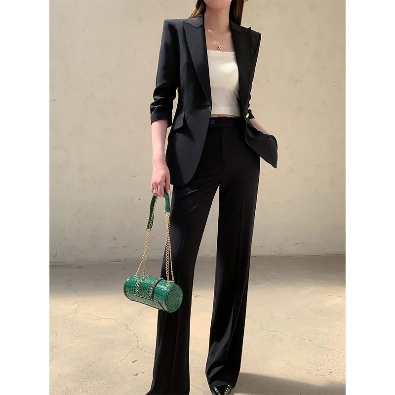 总裁西装套装女2025新款夏高级感帅气显瘦职业正装黑色薄款通勤服