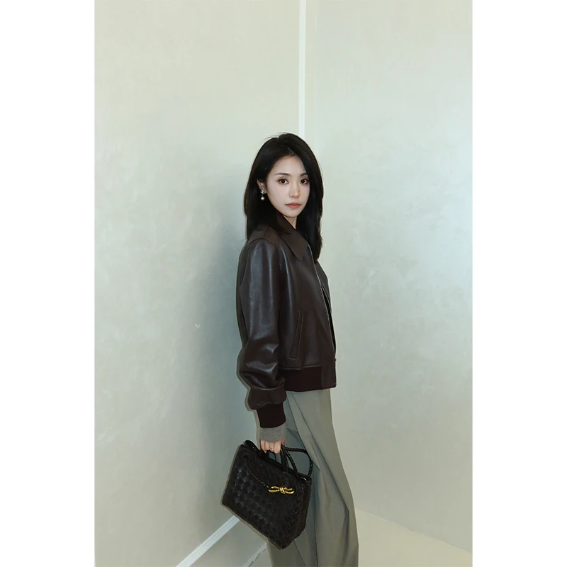 【可可专享】真皮皮衣高级感绵羊皮外套气质休闲百搭春秋短款88109