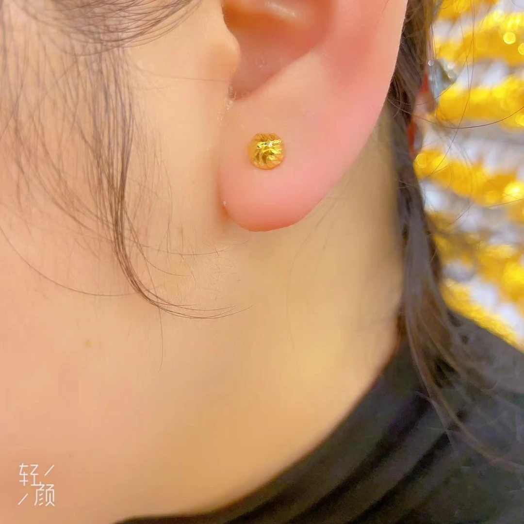 钛钢耳饰 时尚新款休闲百搭金豆豆耳钉经典镭射精致女款