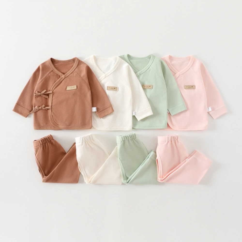 （2套送胎帽）四季款婴儿衣服纯棉新生儿家居服套装内衣A类无骨秋衣