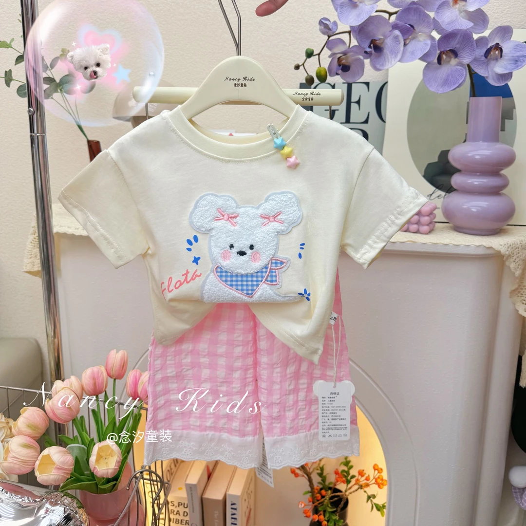 【布丁奶芙犬】亲子装儿童女童洋气时尚T恤百搭休夏季圆领短袖套装