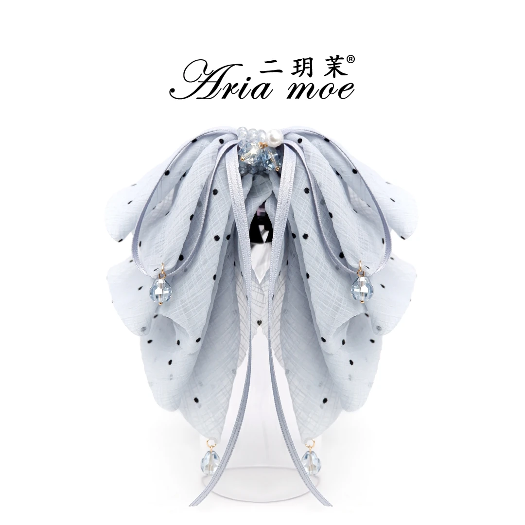 【蓝色波尔卡】原创轻盈水晶氛围感马尾夹女蝴蝶结抓夹高档发卡头饰