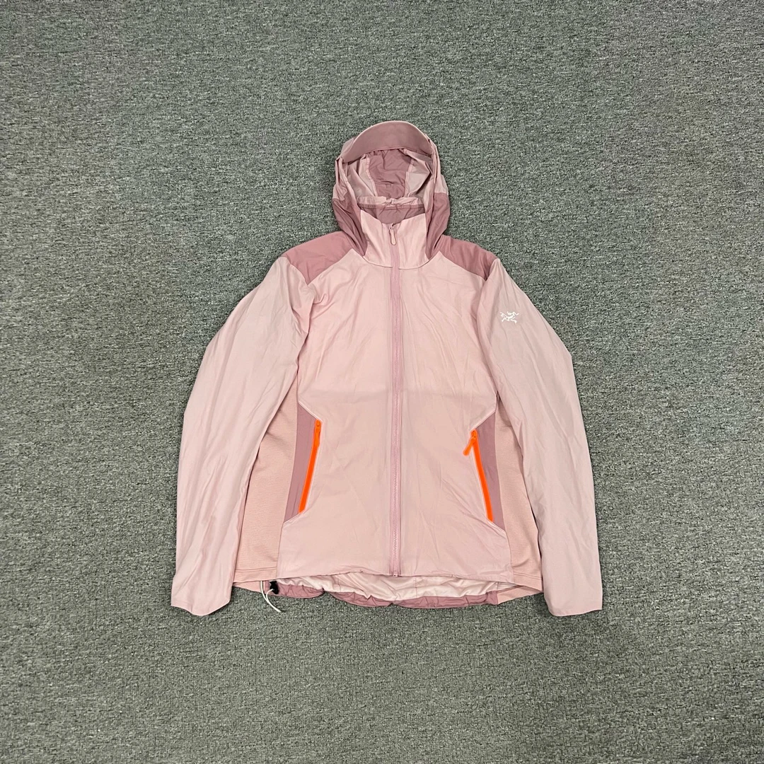 99新 AMIPARIS 始祖鸟 粉色 拼色 拉链 连帽 冲锋衣 m码