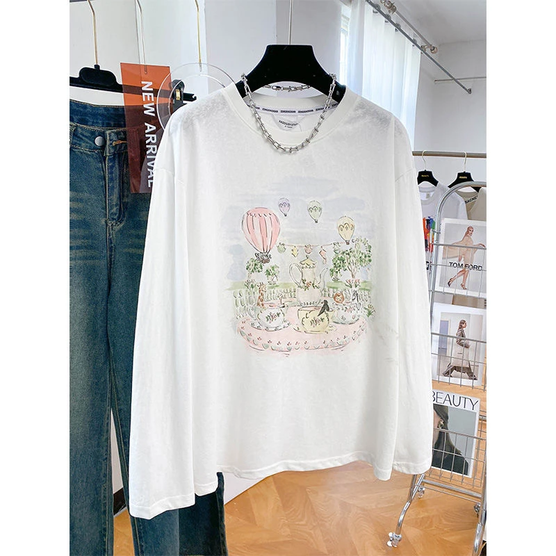 韩系甜美风白色t恤短袖女2025新款大码防晒罩衫宽松显瘦夏季