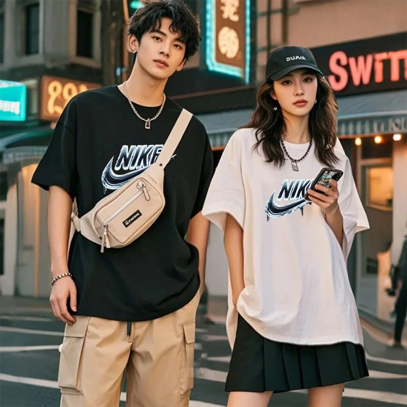 008潮牌联名款潮牌T恤男女同款时尚百搭圆领印花t恤短袖冰勾