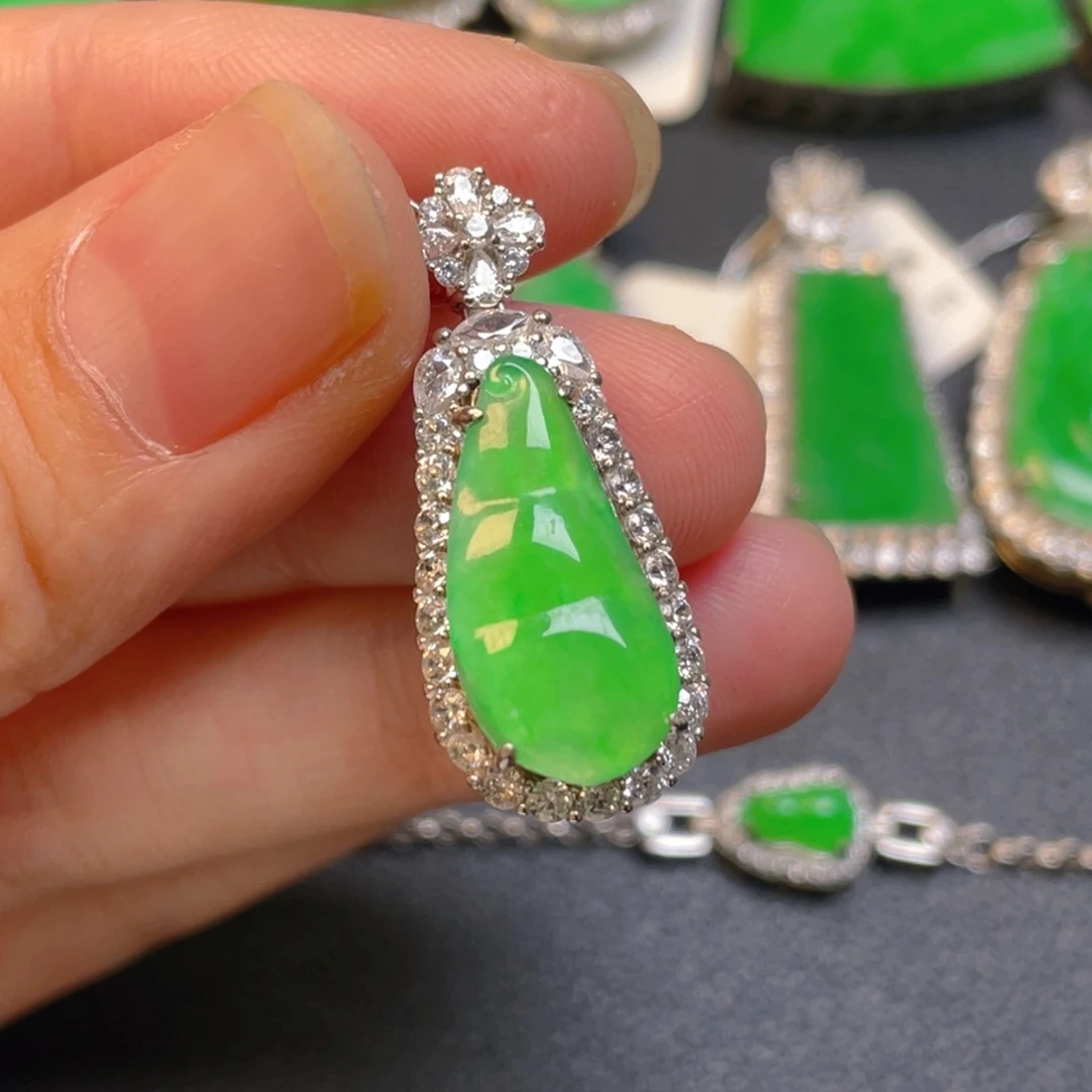 翡翠银S925镶嵌吊坠(不含链)