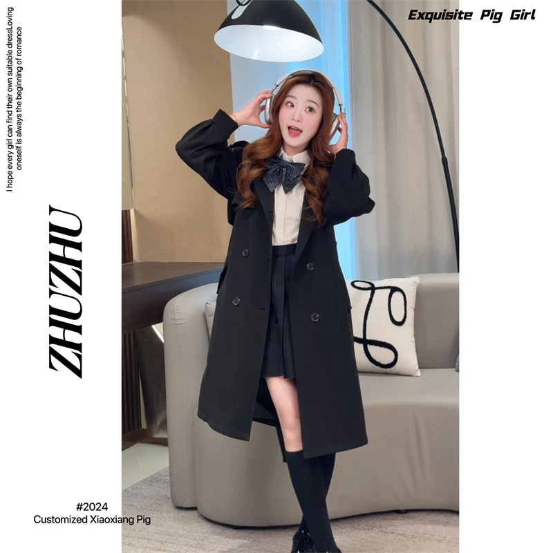 猪猪专属风衣外套女款新款小个子时尚韩版气质大衣春8588