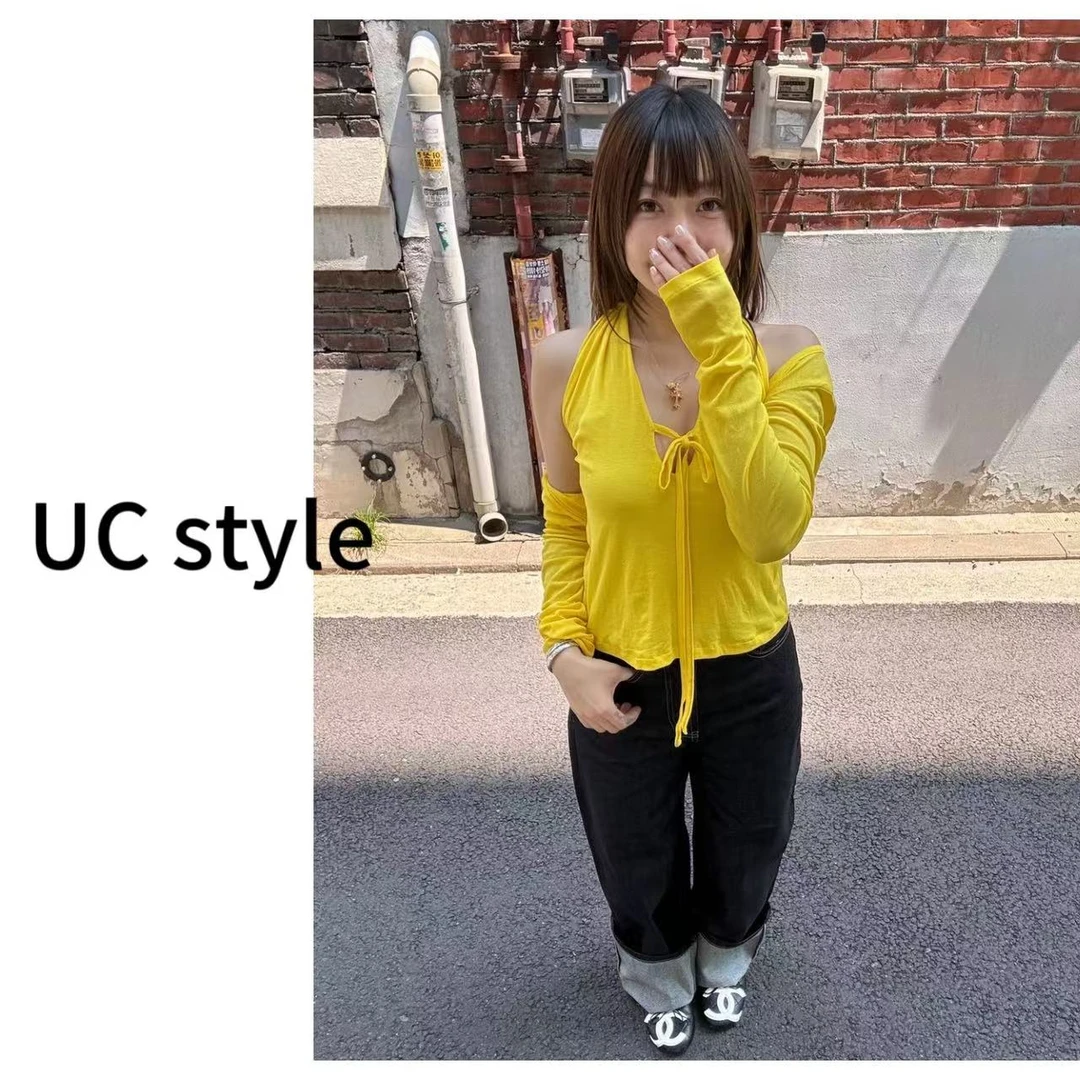 A8052【明媚假日】夏日挂脖设计感两件套主播穿S码