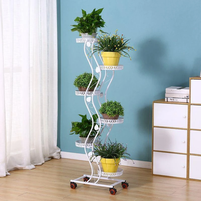 花架子铁艺多层可移动推拉带轮省空间花架阳台客厅落地绿萝花盆架