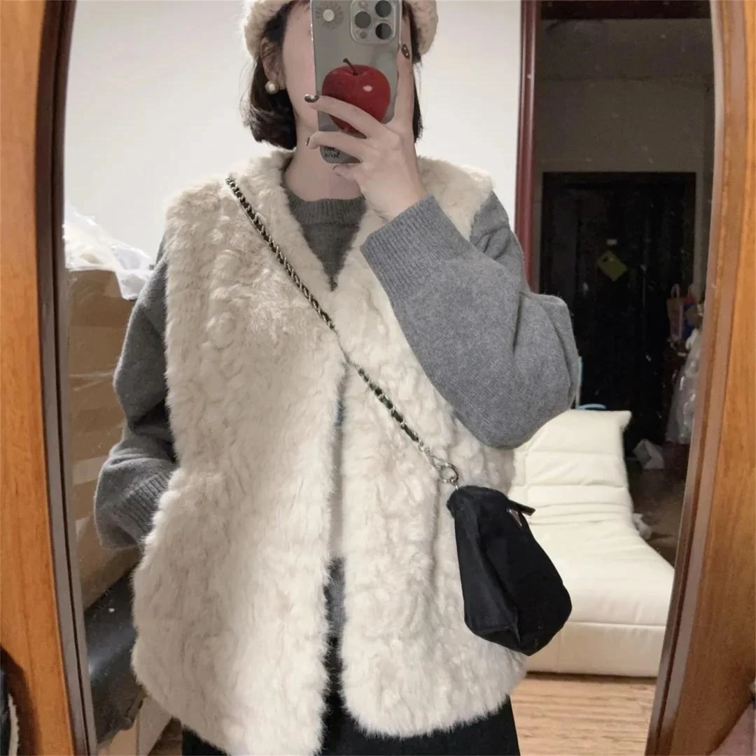 皮草马甲女外穿欧货高端水貂羊羔毛毛绒绒高级感叠穿皮毛一体坎肩
