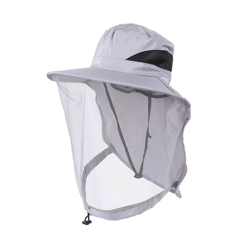 防蚊虫网纱面罩防晒帽户外休闲渔夫帽养蜂防蜂遮阳帽夏透气钓鱼帽