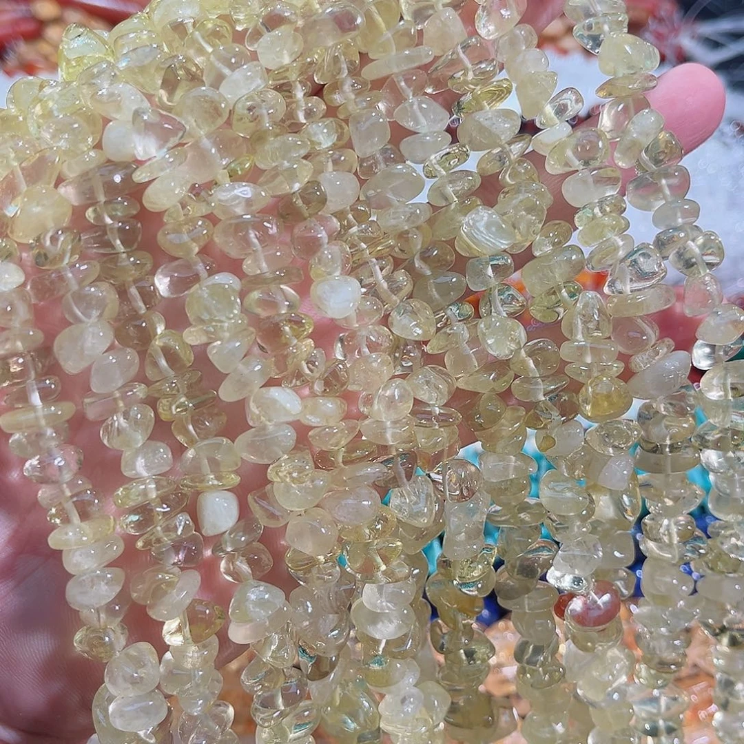 玛瑙/玉髓合金珠宝半成品柠檬水晶一条85cm
