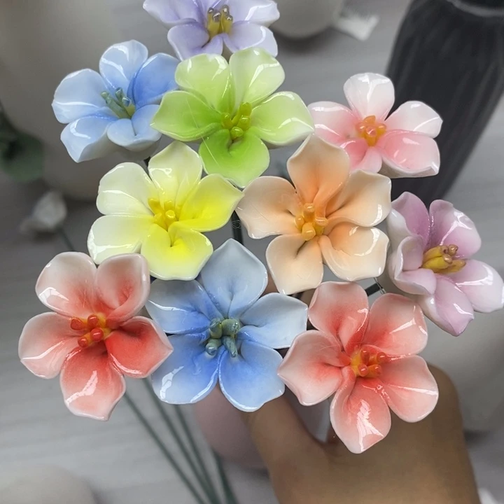 陶瓷陶瓷材料加工10朵樱花