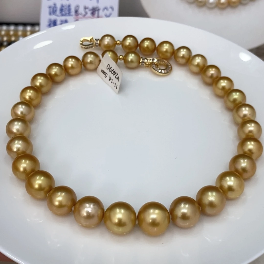 未镶嵌颈饰海水珍珠奔****奔南洋金珠项链11-14.5华