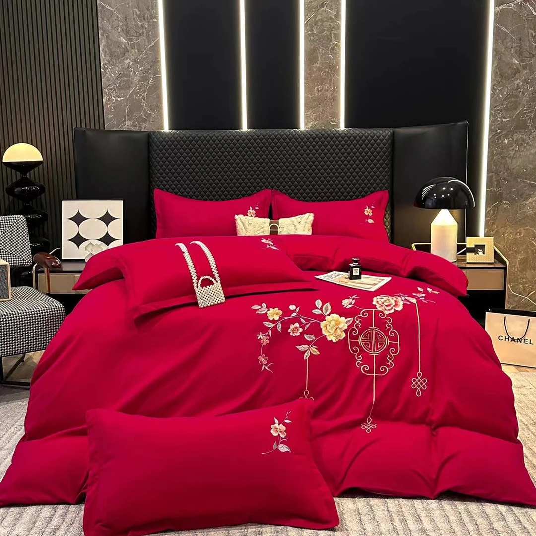 【杨总002】新款有氧提花小竺棉刺绣四件套