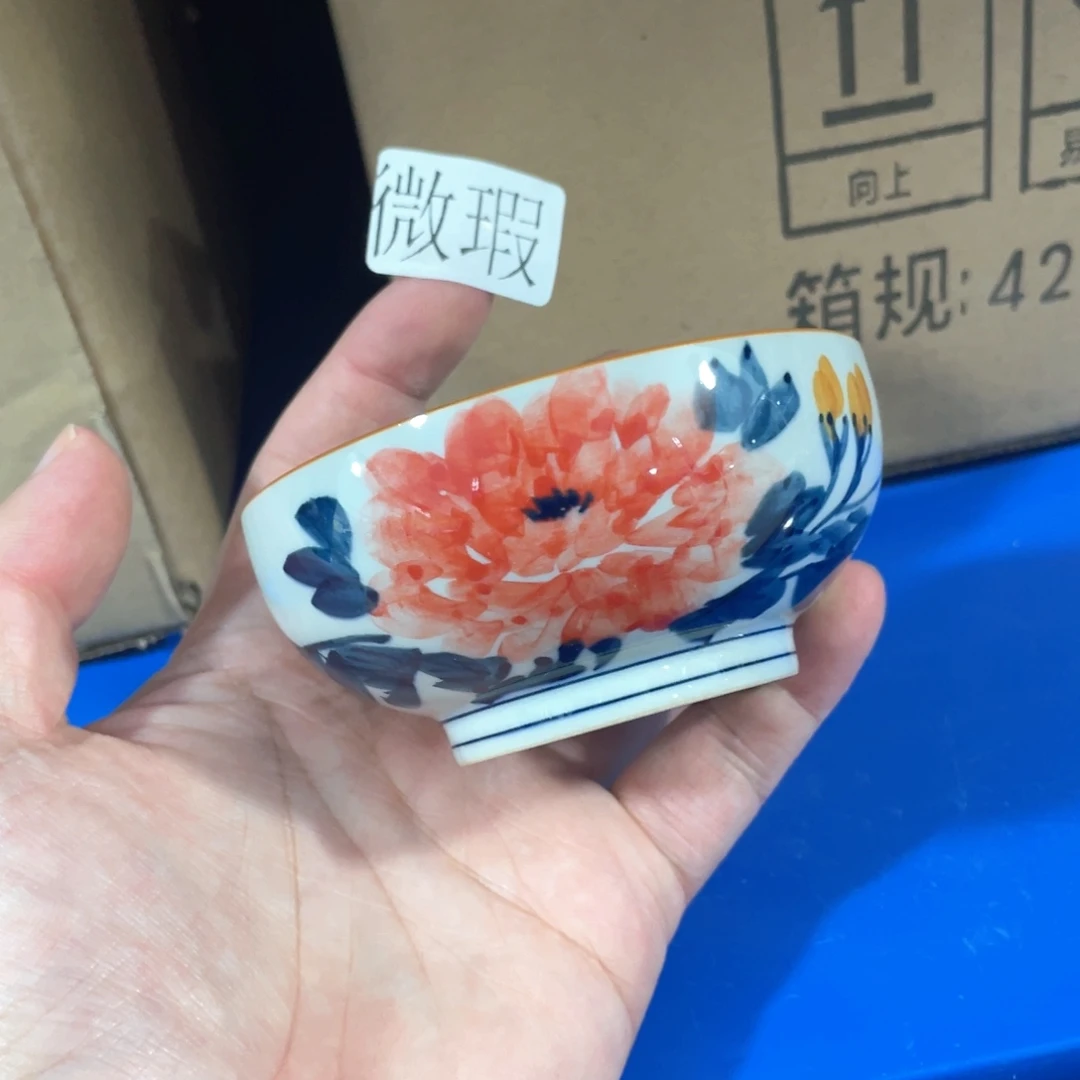 釉下手绘茶具微瑕