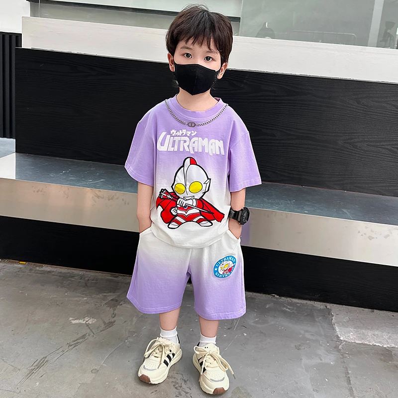 奥特曼衣服男童夏季套装2025新款儿童短袖短裤夏装吊染宝宝童装夏