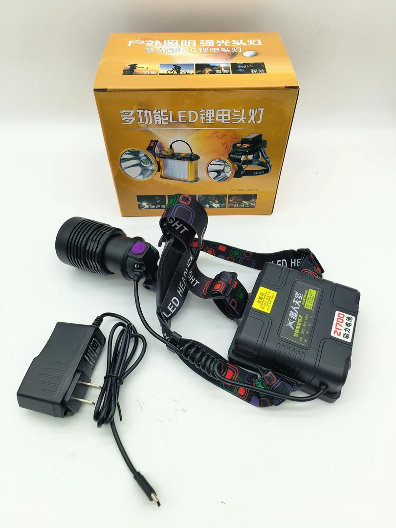 天眼上下左右可调伸缩变焦激光炮头灯徒步