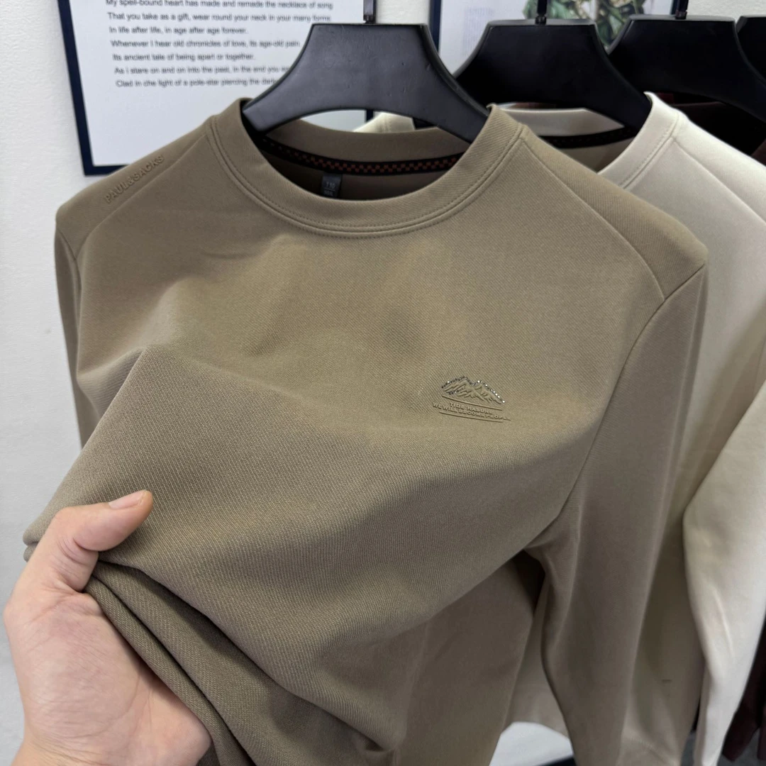 BOY NORMAN双面磨毛男士秋冬t恤加厚长袖印花休闲圆领保暖打底衫