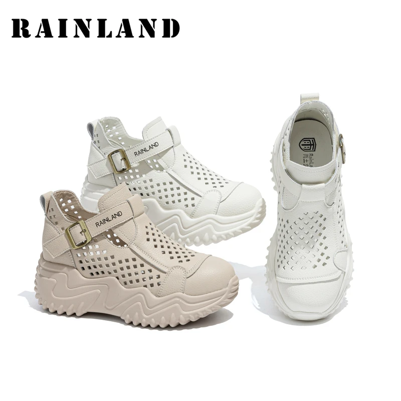 雨土增高厚底夏季凉鞋女2025新款镂空透气软底不累脚百搭休闲鞋潮