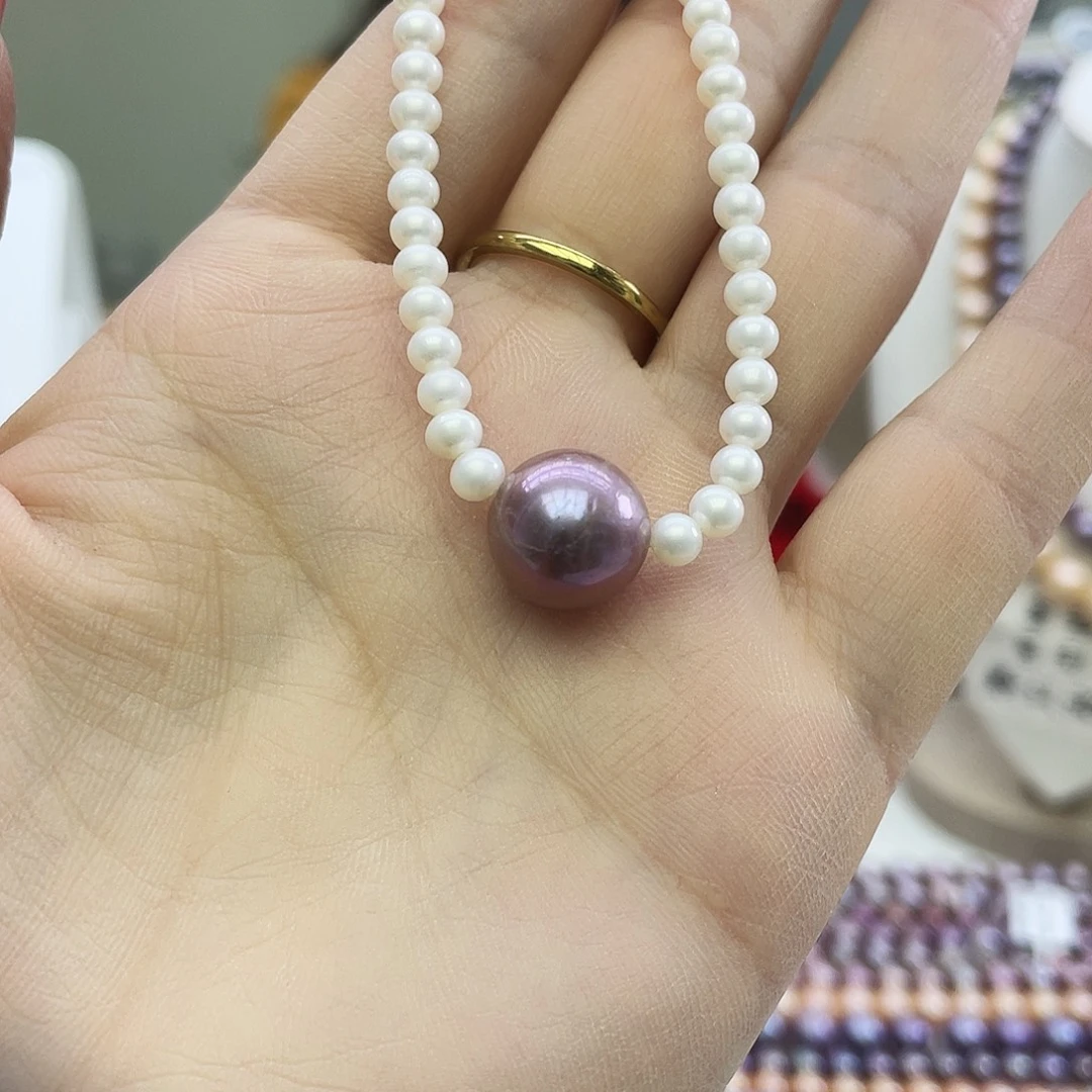 银S925镶嵌淡水珍珠耳饰