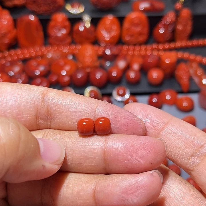 南红玛瑙未镶嵌配饰老型对珠7mm