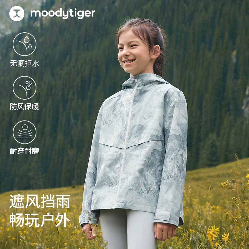moodytiger保暖防风拒水拉链女子登山冲锋衣户外运动53210801【H】