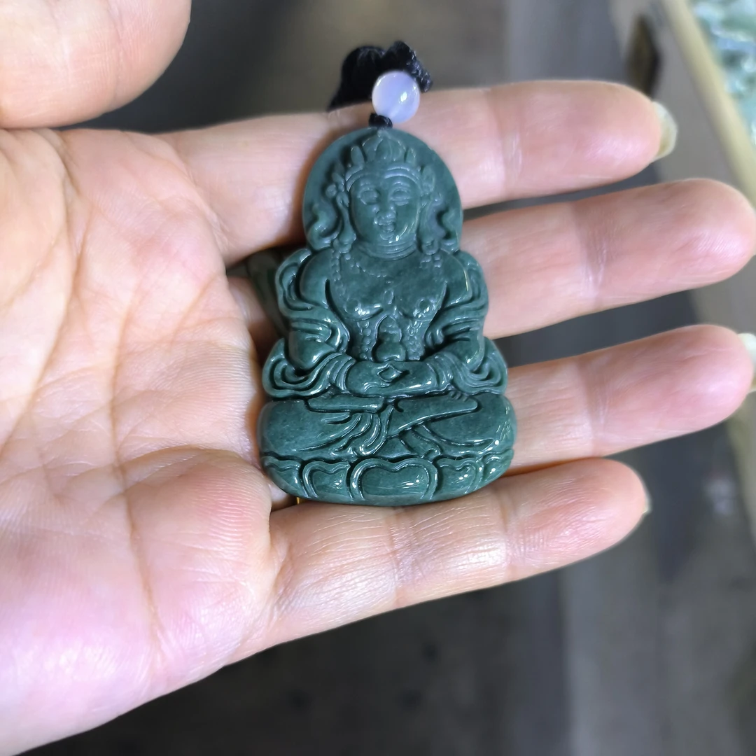 天然A货翡翠蓝水观音时尚百搭男女款精美颈饰