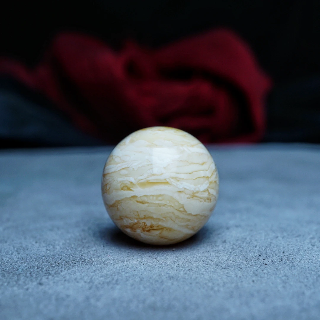 【段掌柜·23.0mm标品千层虎皮石膏瓷白款】天然原矿琥珀蜜蜡圆珠