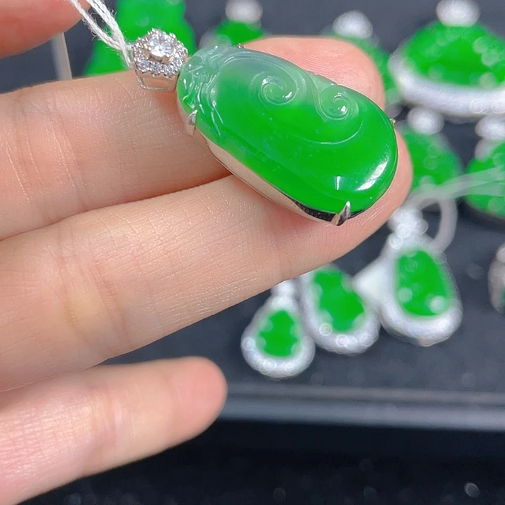 翡翠银S925镶嵌吊坠(不含链)