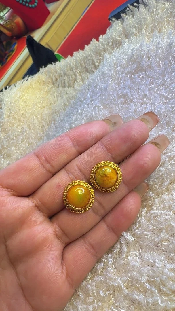 钛钢耳饰 精致彩色花边耳环