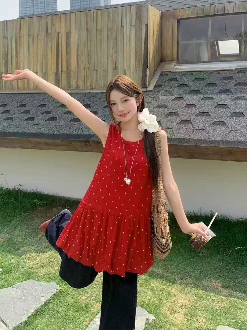 006-3468 -花苞波点背心裙➕半袖