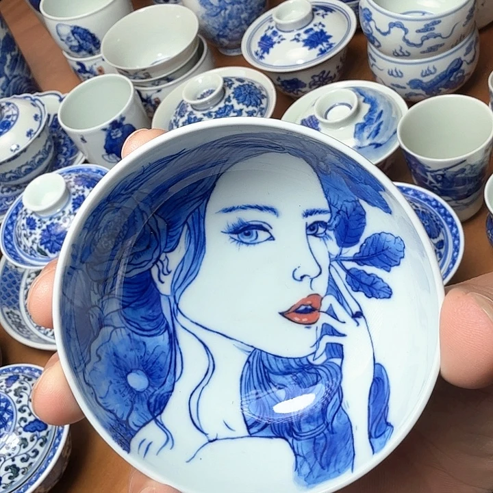 手绘美女普洱杯福利款