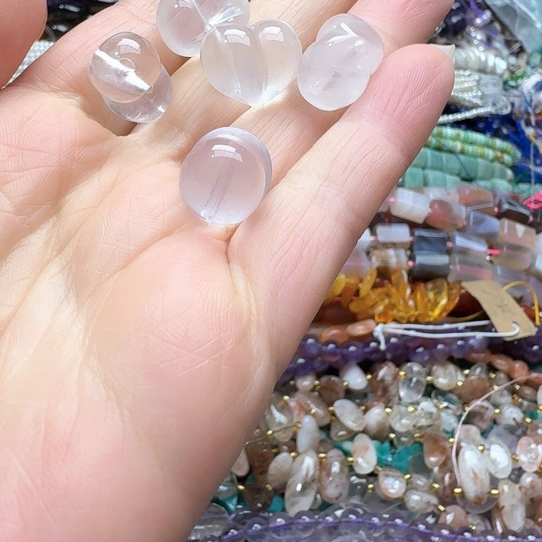 玛瑙/玉髓合金珠宝半成品一颗16m白水晶屁桃
