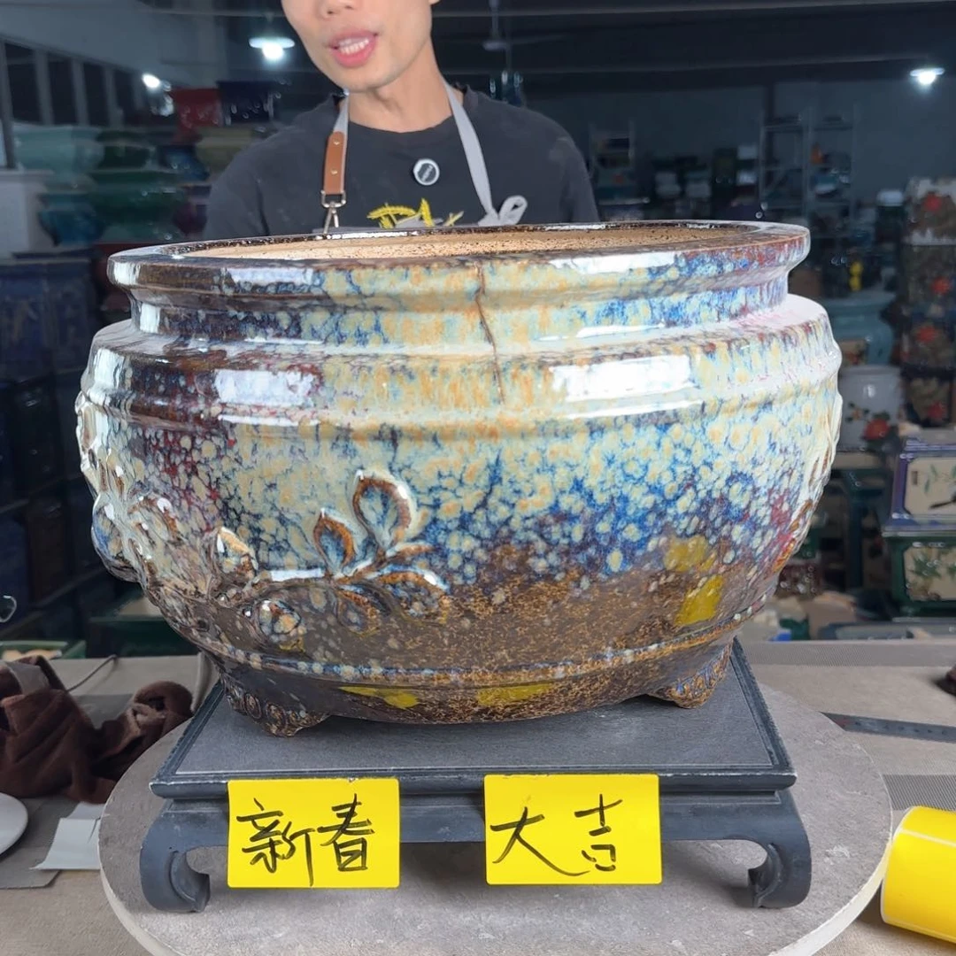 一风堂石湾花盆。高温裂