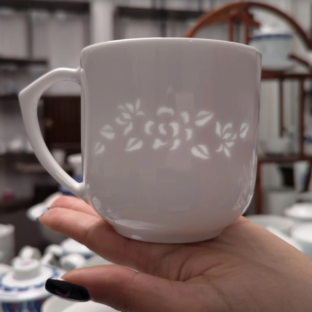 陶瓷玉牡丹中号茶水杯一个