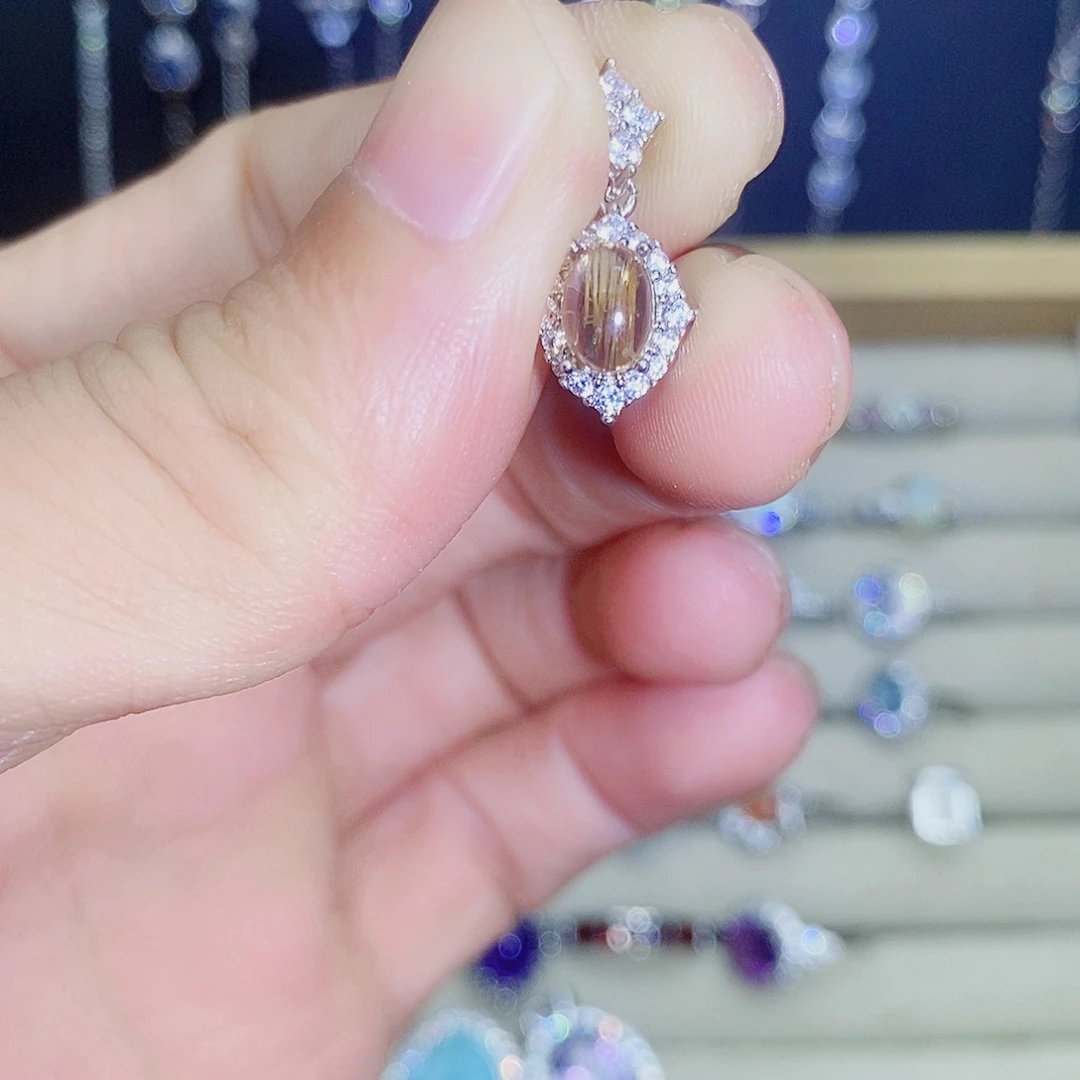 吊坠(不含链)银S925镶嵌发晶