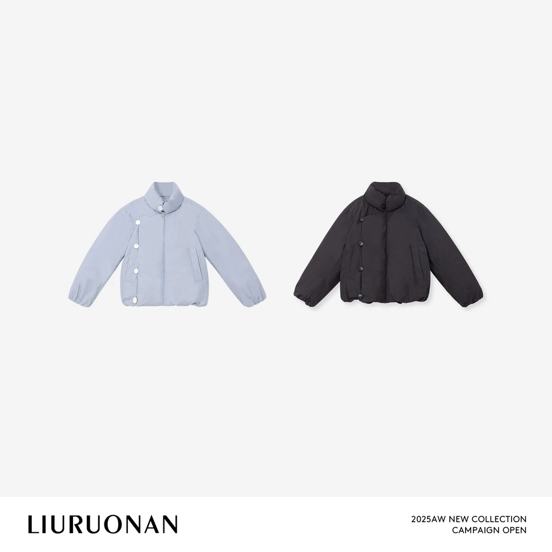 LIURUONAN 25WIN【鹅绒小泡芙】立领斜襟纽扣短款羽绒服秋冬