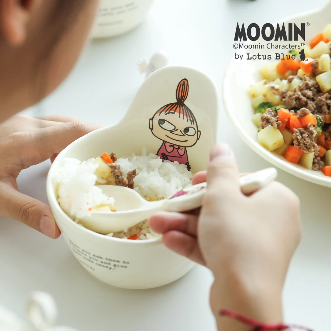 蓝莲花moomin姆明赵露思同款手柄碗陶瓷沙拉碗漂亮的饭碗儿童餐具