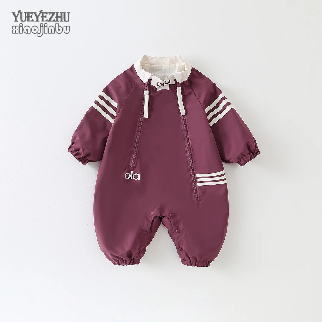 婴儿秋季薄款冲锋衣外套男宝宝连体衣秋装休闲帅气时尚幼儿衣服潮